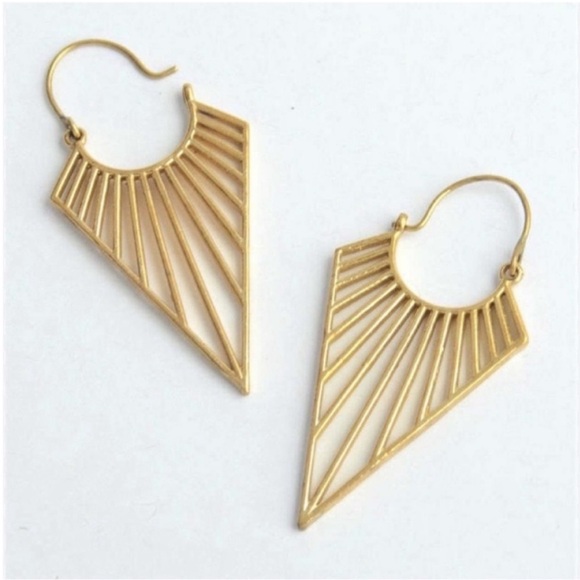 Free People Jewelry - New! Gold Geometric Hoop Earrings (1010) NWOT